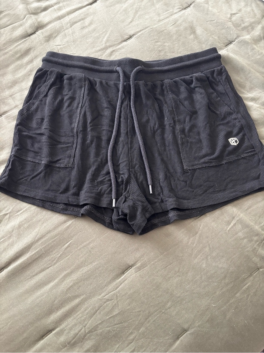 Born Primitive Black Ribbed Drawstring Lounge Shorts